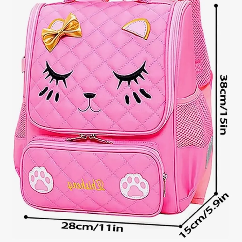 NWT Charming Pink Cat Kids Backpack and Lunch Bag Set